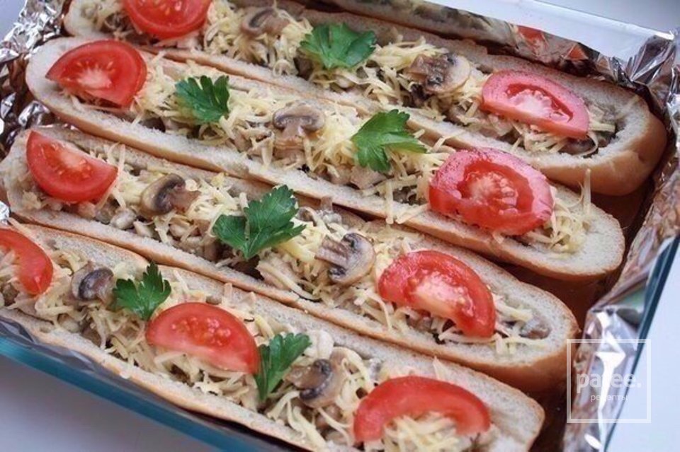 Багет , фаршированный курицей и грибами - Шаг 4