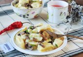 Ленивые вареники из картофеля с луком и грибами