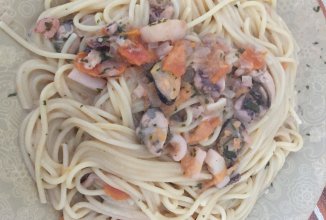 Паста с морепродуктами постная