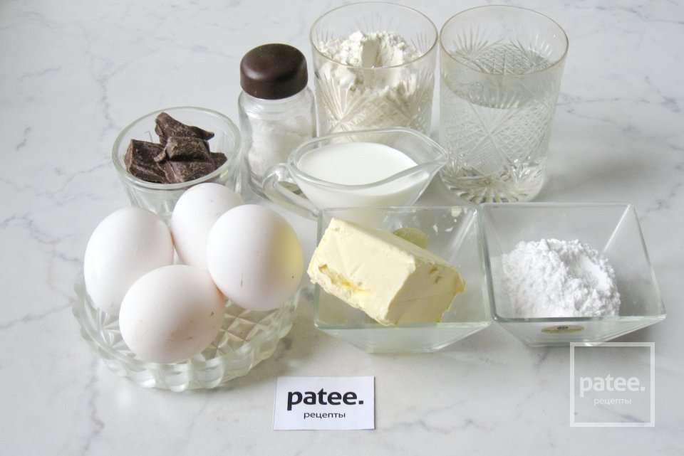 Заварные пирожные со сливками и шоколадом - Шаг 1