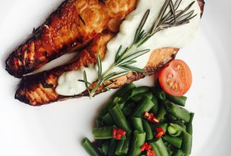 Семга-гриль с соусом дор-блю