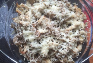 Запеканка из цельнозерновых макарон с куриным филе