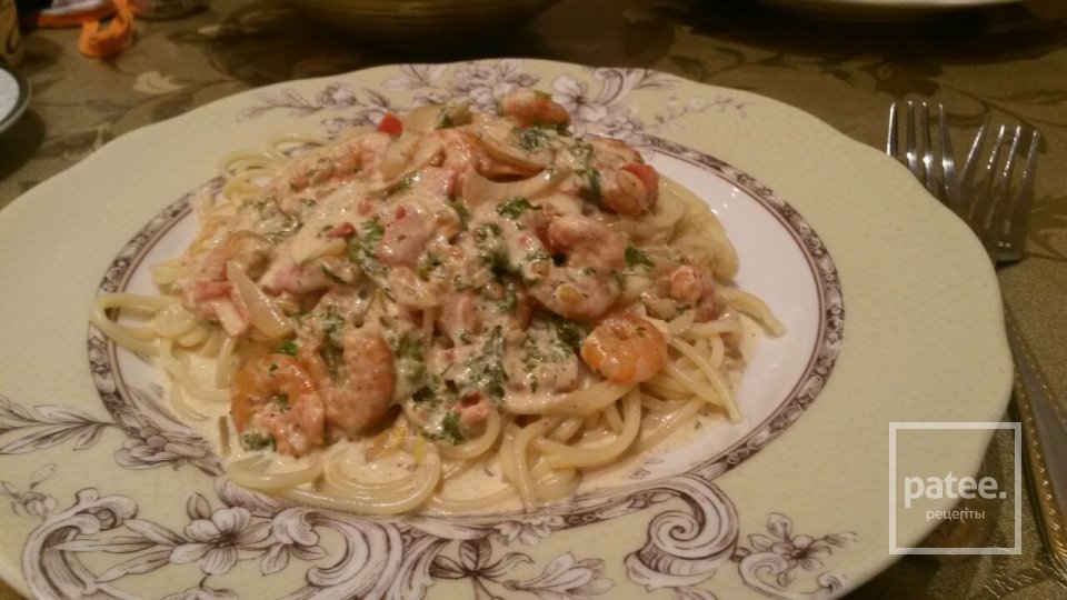 Паста с креветками в сливочном соусе - Шаг 6