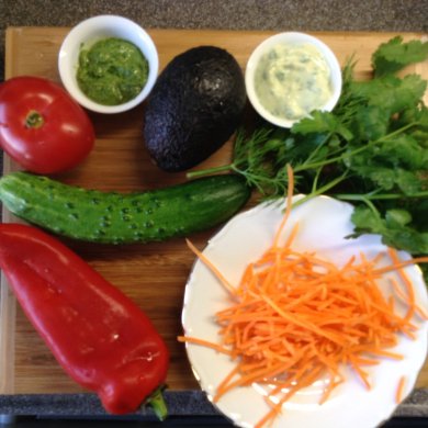 Завтрак "Здоровье" : хлебцы из отрубей и льна с овощами. - Шаг 2