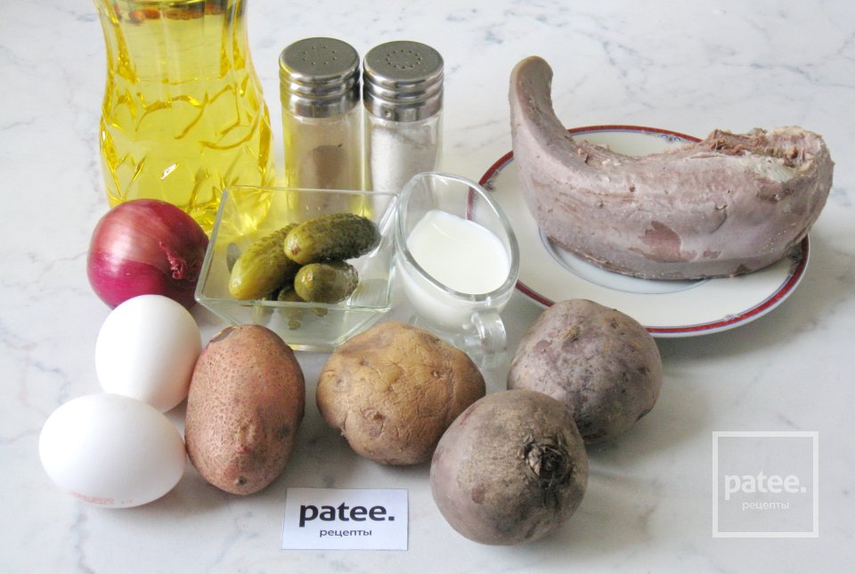 Салат со свеклой и свиным языком - Шаг 1