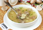 Суп с фрикадельками, грибами и орзо