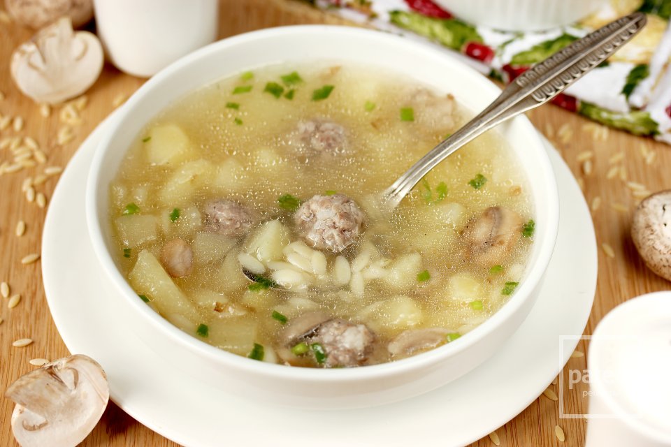 Суп с фрикадельками, грибами и орзо - Шаг 18