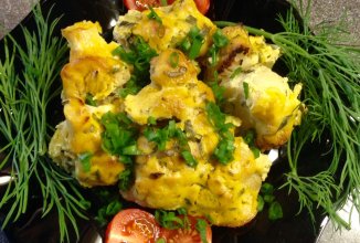 "Золотая" цветная капуста, запечённая под горчичным соусом.