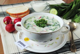 Окрошка с языком и черемшой