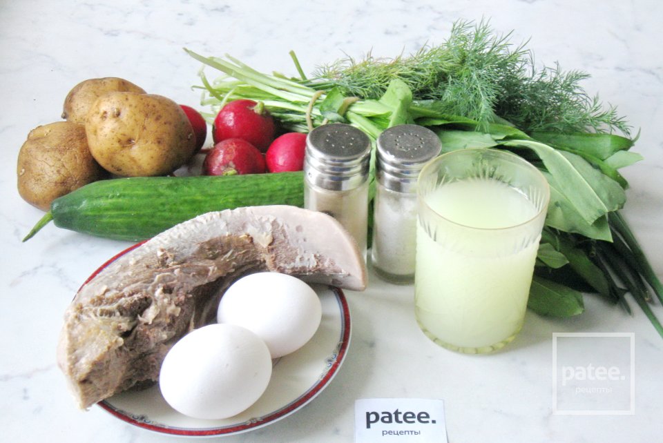 Окрошка с языком и черемшой - Шаг 1