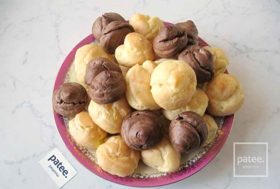 Профитроли с шоколадным и ванильным кремом - Шаг 9