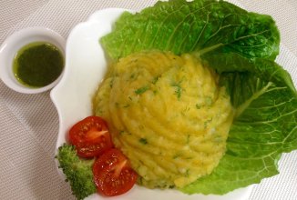 Полезное пюре для детей и взрослых с зелёным маслом.