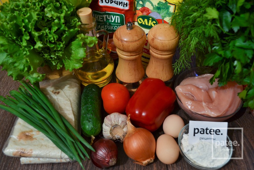 Шаурма с курицей и овощами - Шаг 1