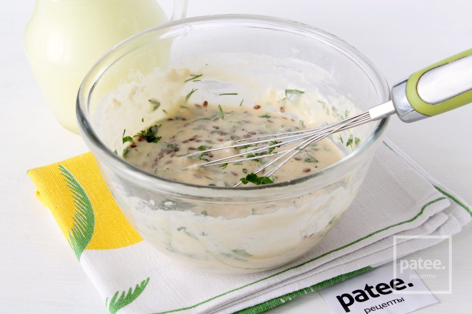 Блины на сыворотке с зеленью и семенами льна - Шаг 9