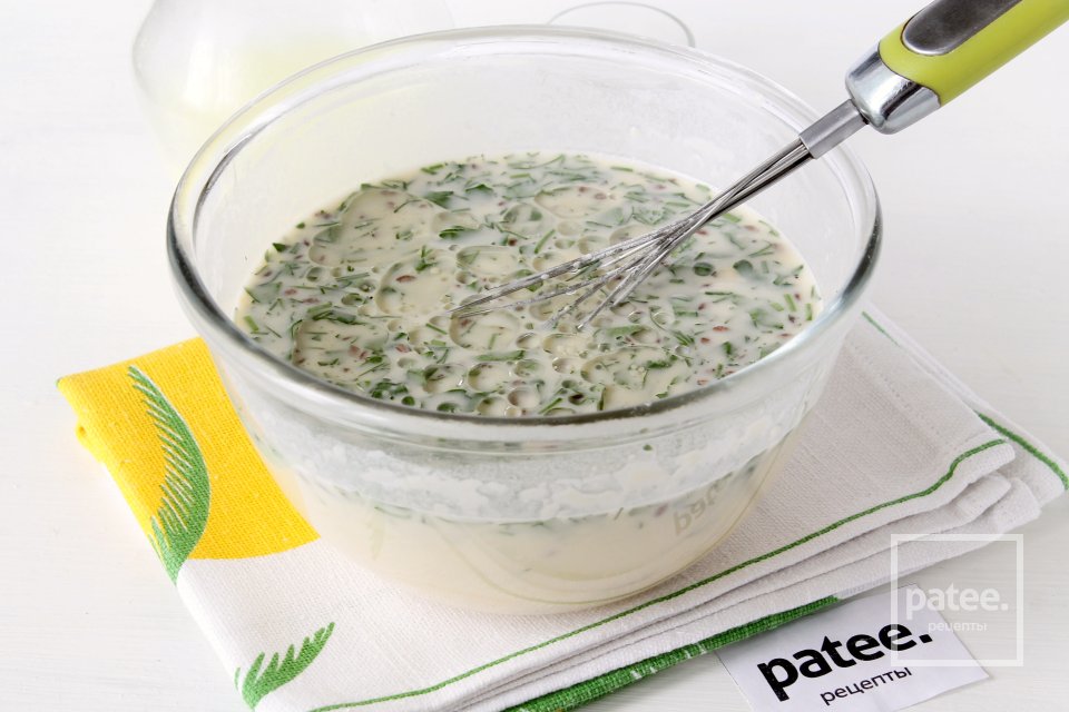 Блины на сыворотке с зеленью и семенами льна - Шаг 11