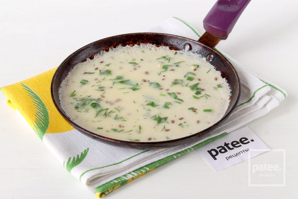 Блины на сыворотке с зеленью и семенами льна - Шаг 12