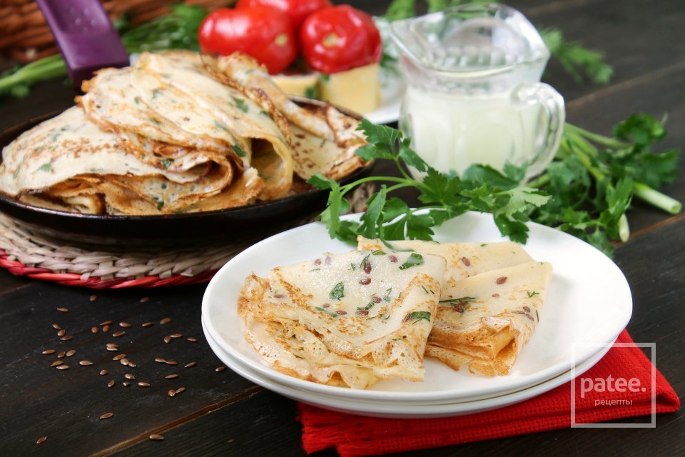 Блины на сыворотке с зеленью и семенами льна - Шаг 14