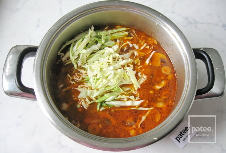 Солянка мясная с грибами и капустой - Шаг 14