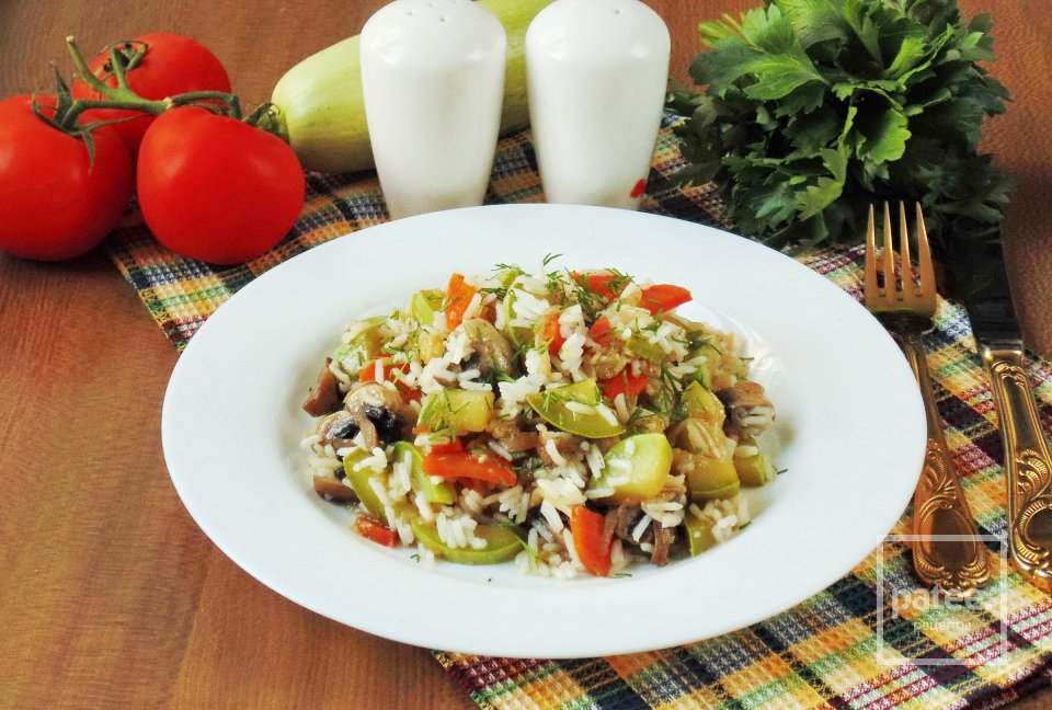 Кабачки с грибами и рисом - Шаг 11