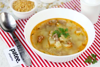 Суп с жареным фаршем и булгуром