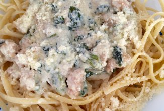 Баветте с белыми грибами и шпинатом