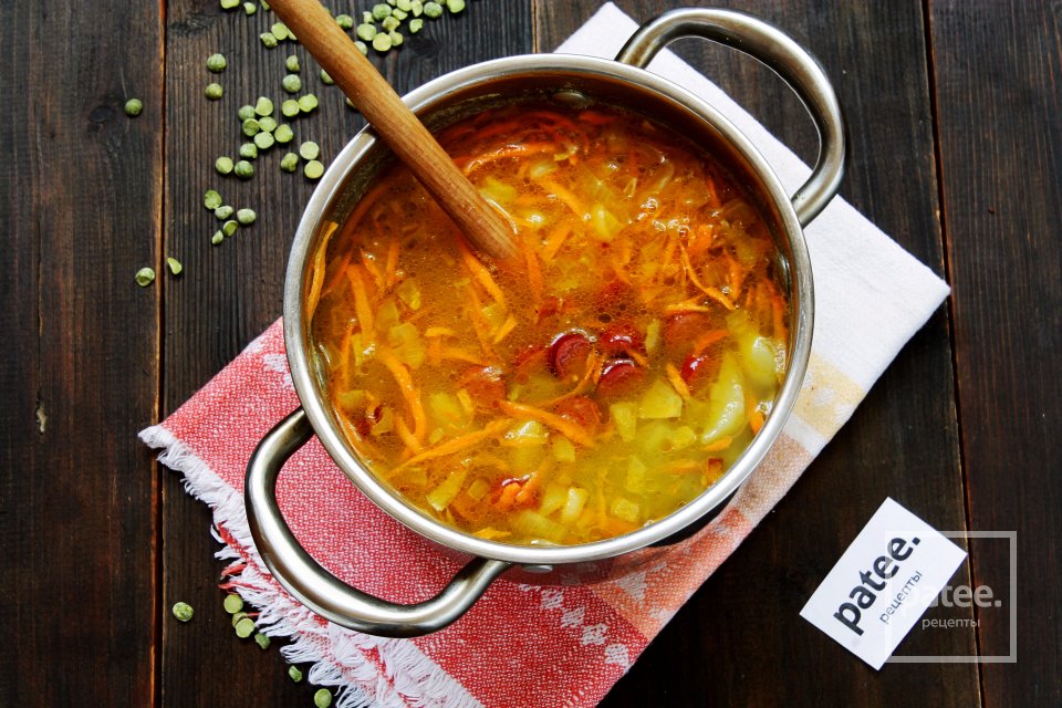 Гороховый суп с копчеными колбасками - Шаг 10