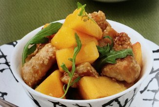 Индейка с хурмой и соусом терьяки