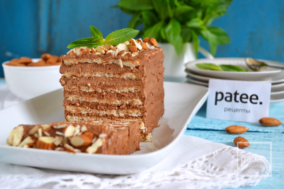 Десерт из печенья с шоколадным кремом и миндалем - Шаг 14