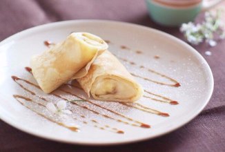 Блинчики с заварным кремом и бананом