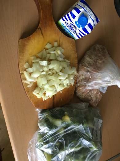 Куриный фарш с овощами в сливках - Шаг 1