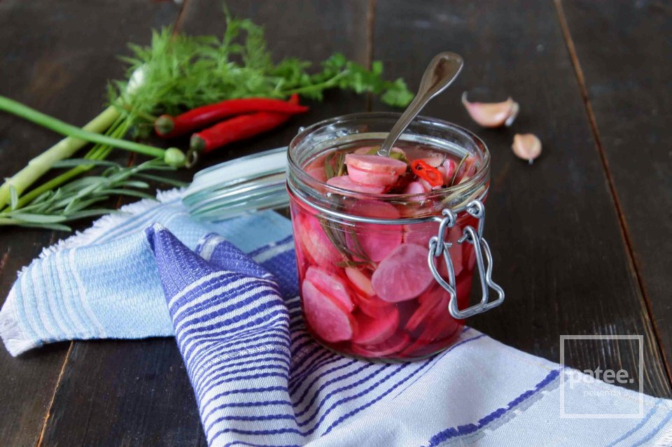 Острая закуска: маринованный редис - Шаг 16