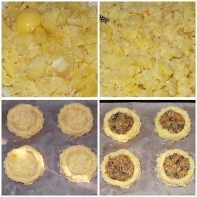 Картофельные гнезда с грибами, в чесночно-сметанном соусе - Шаг 3