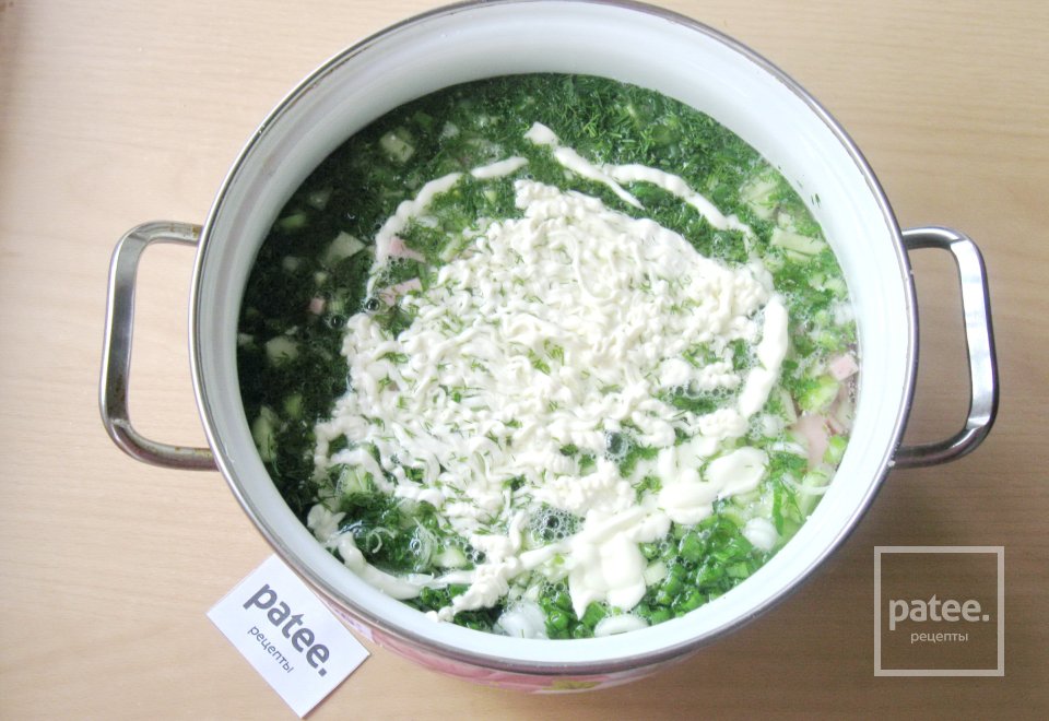 Окрошка  на газированной воде с майонезом - Шаг 10