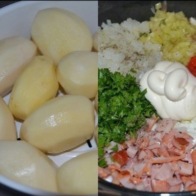 Картофель, фаршированный копченой курицей и овощами под сыром - Шаг 1