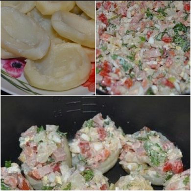Картофель, фаршированный копченой курицей и овощами под сыром - Шаг 2