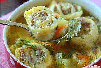 Картофельный суп с ленивыми пельменями