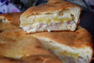 "Пуховый"(рыбный)пирог-из того,что под рукой.