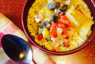 Фрикасе из курицы с овощами.