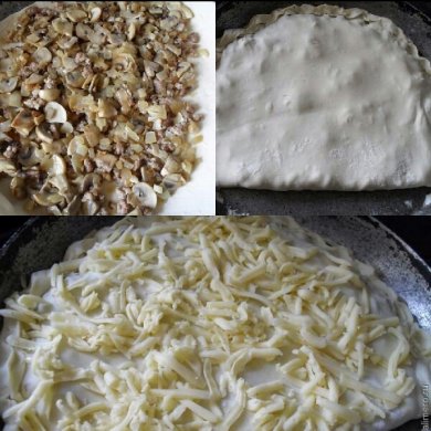 Слоеный пирог с грибами и фаршем - Шаг 1