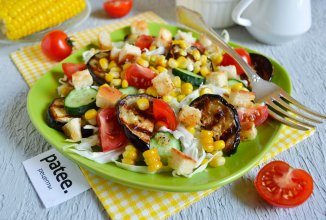 Салат с баклажанами и кукурузой