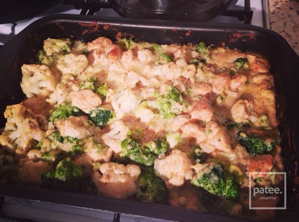 Запеканка с брокколи, цв.капустой и курицей - Шаг 4
