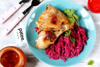 Куриные окорочка в аджике со свекольным гарниром