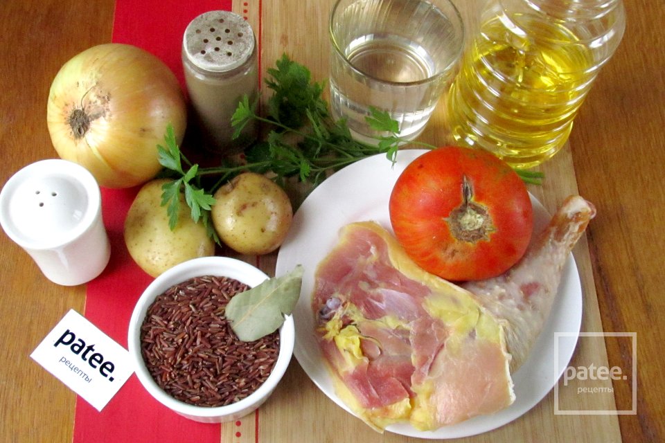 Куриный суп с красным рисом - Шаг 1