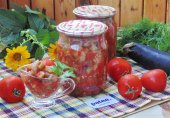 Закуска из баклажанов с помидорами на зиму