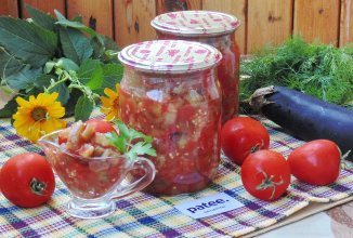 Закуска из баклажанов с помидорами на зиму