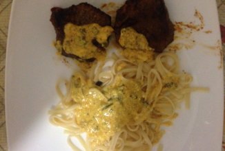 Лангеты по соусом буябес со шпагетти