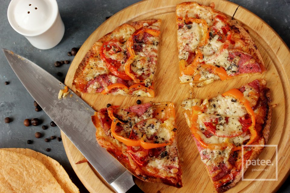 Пицца на тортилье - Шаг 12