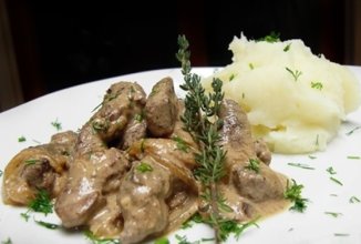 Печень говяжья по строгоновски