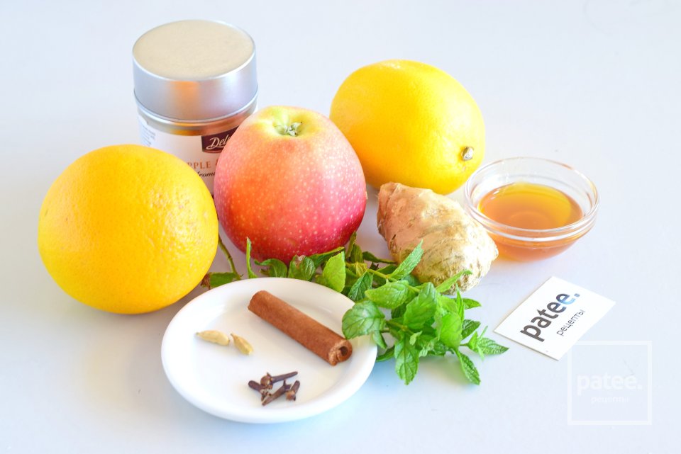 Пряный чай с яблоком, имбирем и цитрусами - Шаг 1
