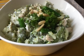 Тёплый Салат с броколли, курицей и петрушкой. Пп ужин.